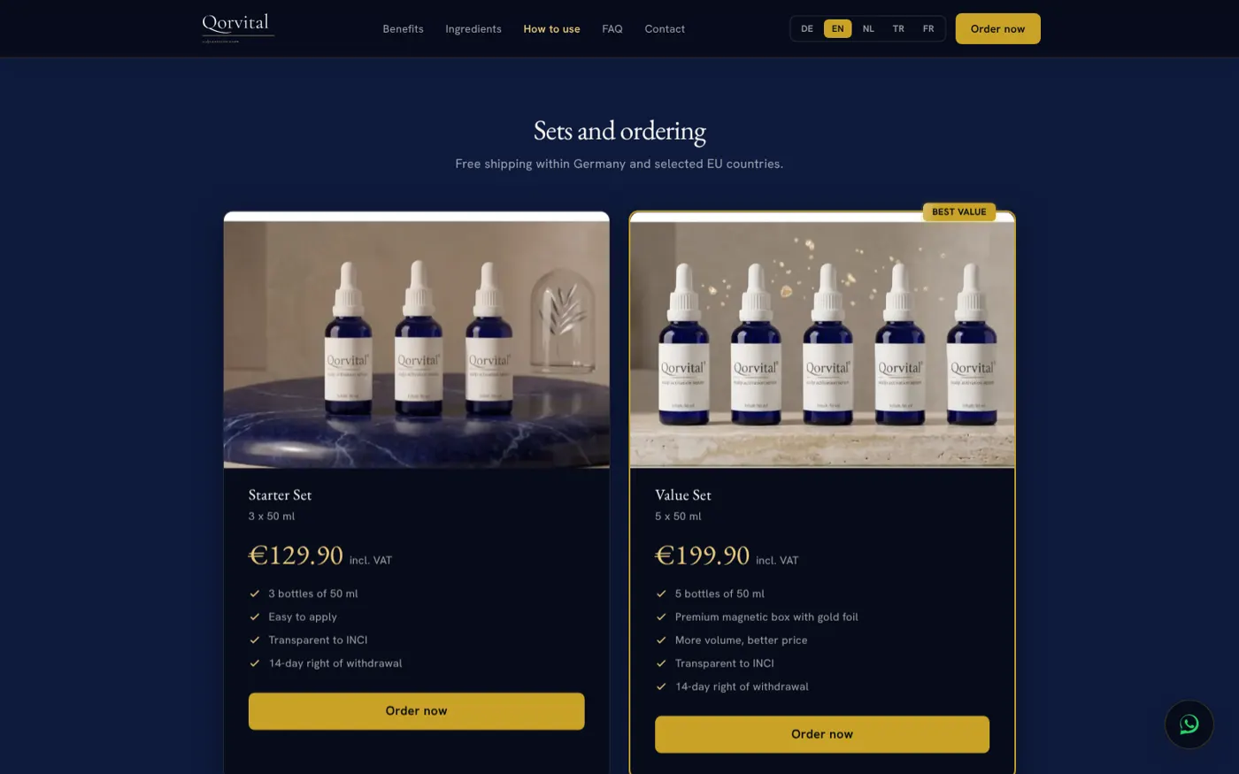 QorVital: Sets en bestellen